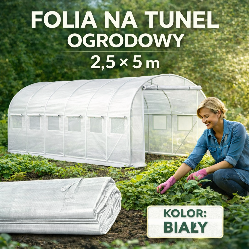 Folia na tunel 2,5x5 BIAŁA