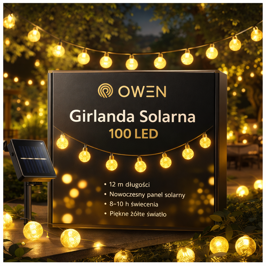 girlanda solarna LED ogrodowa 12m 100 LED zdjecie 5