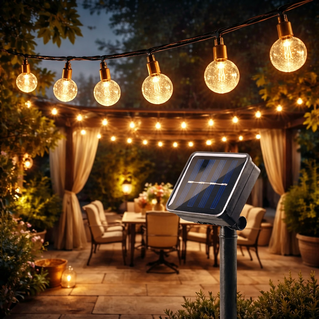 girlanda solarna LED ogrodowa 4,5m 30 LED widok boczny