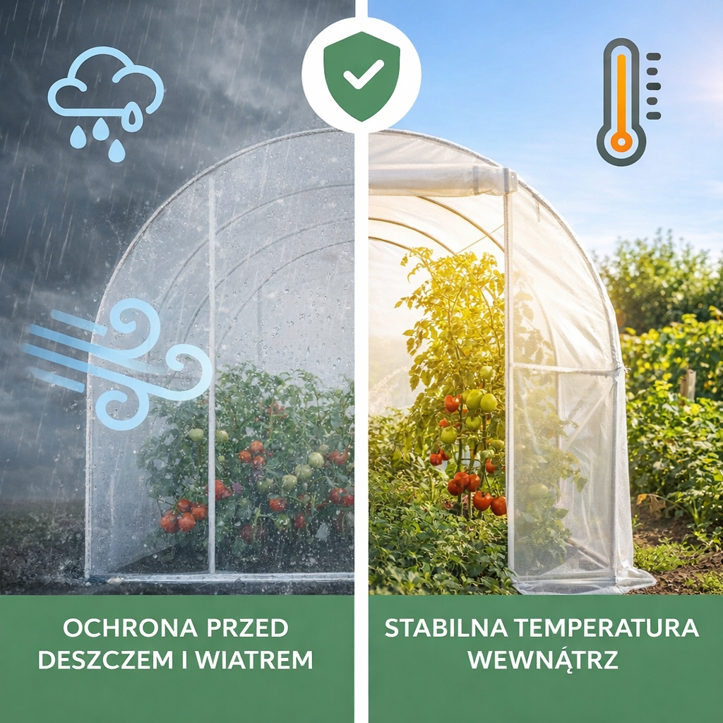 Tunel Foliowy 2x3 BIAŁY 25mm OCYNKOWANY 6m2 1 wejście