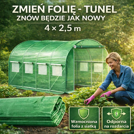 Folia Zamienna na Tunel Ogrodowy 2,5x4 ZIELONA