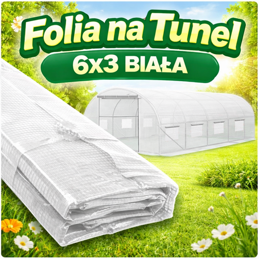 WZMOCNIONA FOLIA NA TUNEL 3x6 BIAŁA Z SIATKĄ