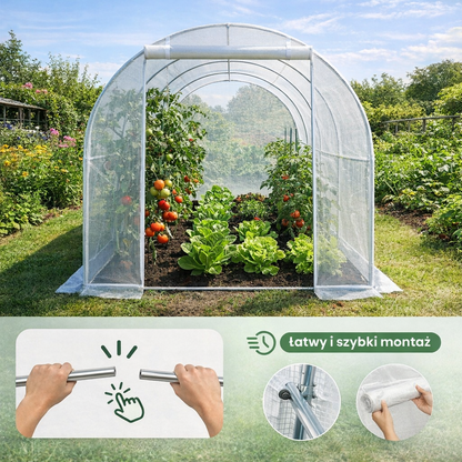 Tunel Foliowy 3x2 BIAŁY 25mm OCYNKOWANY 6m2 2 wejścia