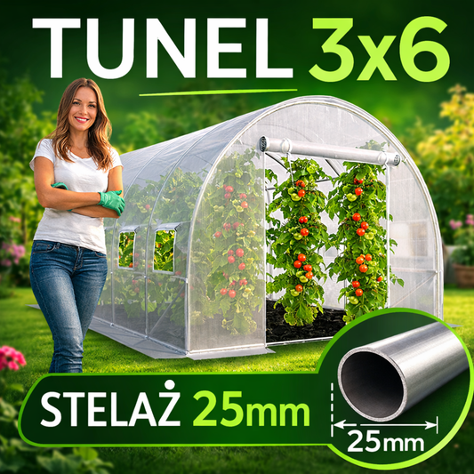 Tunel Foliowy 3x6 BIAŁY 25mm OCYNKOWANY 18m2