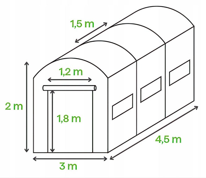 tunel foliowy ogrodowy zielony 3x4,5m ocynkowany opakowanie oryginalne