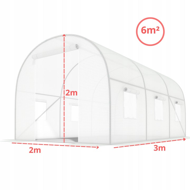 Tunel Foliowy 2x3 BIAŁY 25mm OCYNKOWANY 6m2 1 wejście