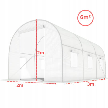 Tunel Foliowy 2x3 BIAŁY 25mm OCYNKOWANY 6m2 1 wejście