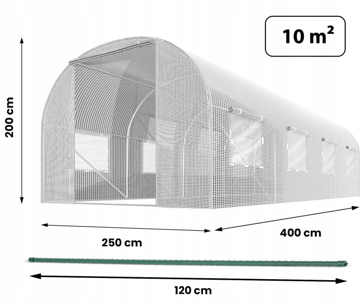 Tunel Foliowy 2,5x4 BIAŁY MOCNY OCYNKOWANY 10m2