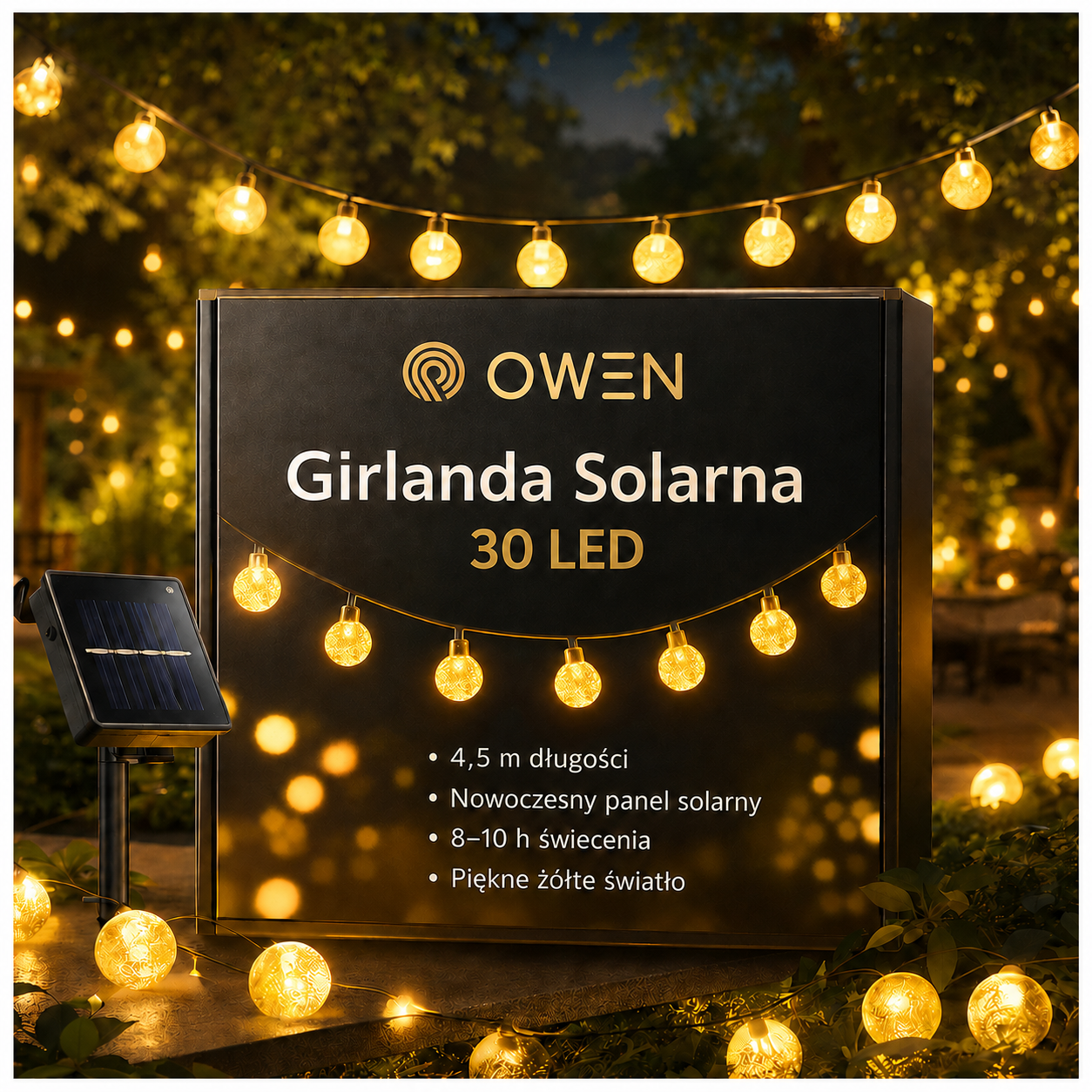 girlanda solarna LED ogrodowa 4,5m 30 LED zdjecie glowne
