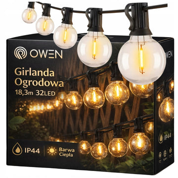 OWEN™ Girlanda LED Ogrodowa 18m 32 Żarówek Wodoodporna